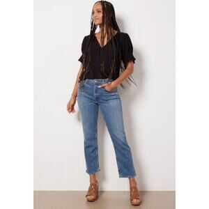 Agolde Kye Straight Leg Crop Jeans 29 8 Medium Wash Distressed Pocket 90s